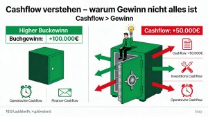 Infografik zum Thema DAX-Index erklärt mit Logos von SAP, Siemens und Allianz vor einem Kurschart.